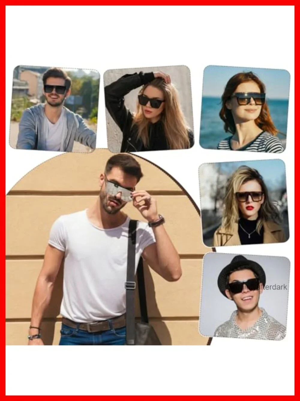 4 Pairs Square Oversized Frameless Sunglasses UV Protection